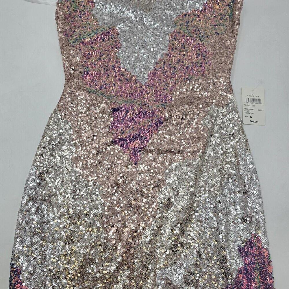 Windsor‎ Party Sequence S Spaghetti Straps Y2K Bodycon Flashy Dress NWT - Picture 3 of 13